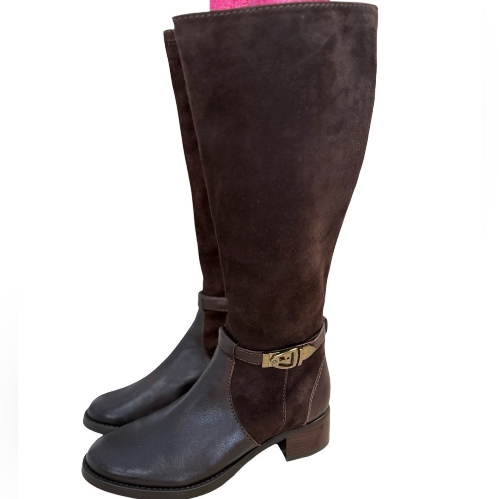 Etienne Aigner Brown Knee-High suede and leather Women's Boots size 6 New - Picture 3 of 14